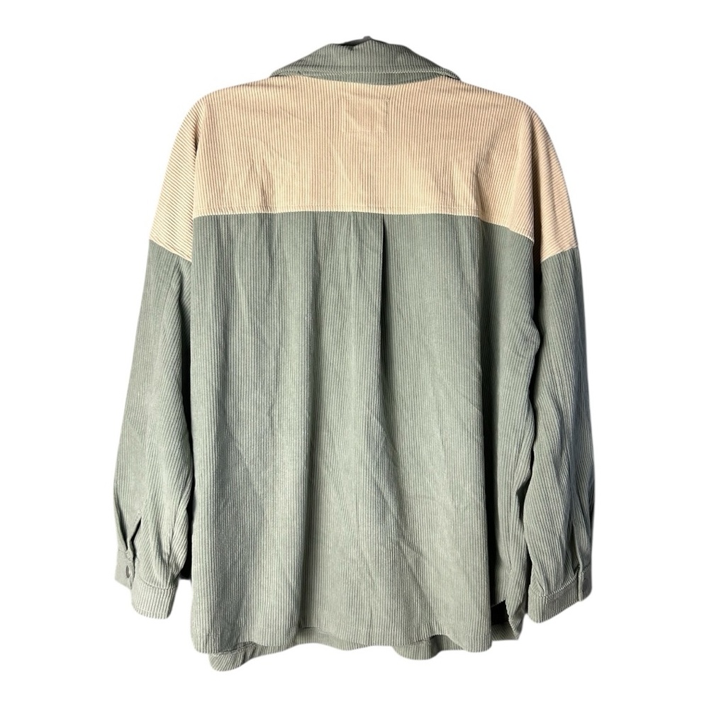 Thread & Supply Sage Green Ivory Colorblock Corduroy Jacket Oversized Small - Picture 8 of 9